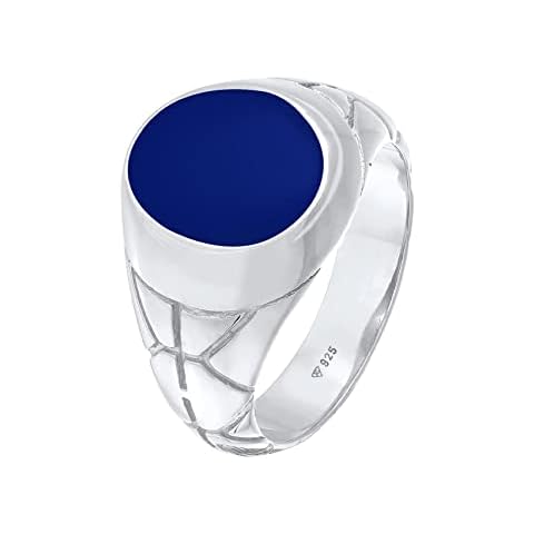 Kuzzoi Men's Signet Ring with Blue Enamel Cover