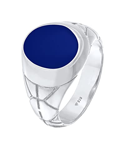 Chevalière homme argent 925 ovale Kuzzoi bague émail bleu 13 mm taille 54 66