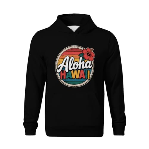 Kids Flower Aloha Hawaii Boys Girls Lightweight Kangaroo Pocket Fleece Hoodies2
