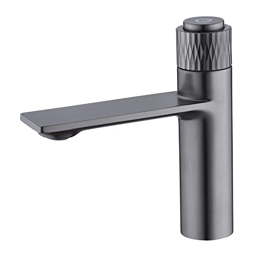 Grifo de latón para lavabo de baño con mezclador de fregadero monomando sobre encimera oro cepillado