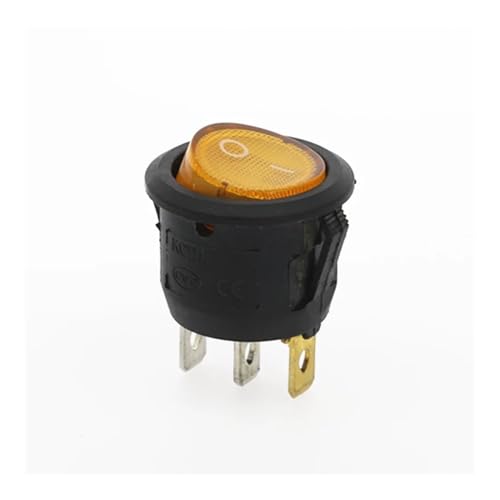 POWTAXBJGD 4Pcs KCD1 ON/Off Round Rocker Switch LED Illuminated Car Dashboard Van 12V(Yellow)