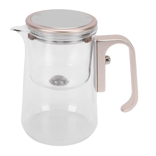 AMONIDA Glass Tea Pot, 800ml Magnetic Water Separation Teapot with Strainer and Detachable Parts, for Home and Restaurant Champagne Gold