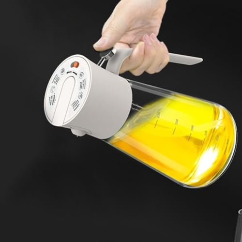 RichVibe Pulverizador de aceite para cocinar, dispensador 2 en 1 con tapa, vidrio de borosilicato, botella de vinagre para hornear, barbacoa, color gris