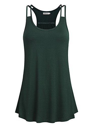 Helloacc Women Camisole Fit and Flare Hem Strappy Sleeveless Shirts for Lady Dressy Ruched Drapey Pleat Front Peplum Breathable Soft Cute Tanks Tops with Leggings 2022 Fashion Summer Blouses(Green,L)