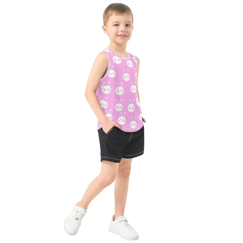 J JOYSAY Cartoon Bunny Head Rose Boys Tank Top Sleeveless Muscle Shirts Quick Dry Kids T-Shirts 3-15T4