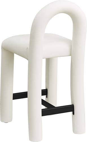 Meridian Furniture 11064Cream-C Amari Colección Moderno | Butaco Contemporáneo con Suave Cuero Vegano Crema, Estructura Interna de Hierro, Respaldo Redondeado, Butaco para Barra, 18.5" Ancho x 22" Profundidad x 37.5" Alto, Crema miniatura 7
