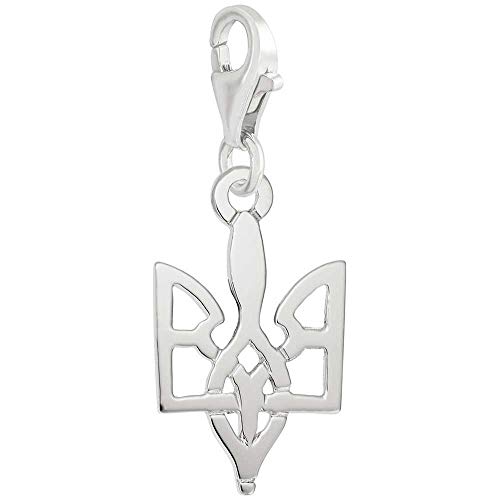 Hottest Sales Rembrandt Charms Ukrainian Trident Charm with Lobster Clasp, Sterling Silver