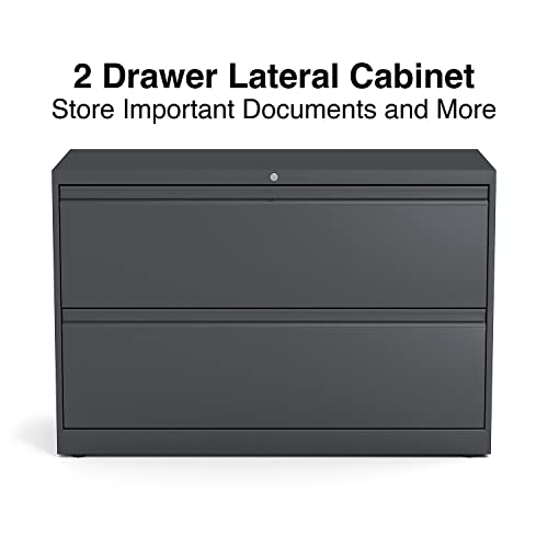 Lorell 2-Drawer Lateral File, Charcoal, 42 By 18-5/8 By 28-1/8-Inch #TOP3
