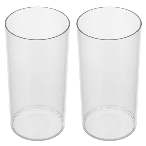 Veemoon 2 Jarrones Cilíndricos Transparentes de Plástico 10X20 CM Florero Decorativo Moderno para Mesa de Comedor y Escritorio Arreglo Floral para Hogar U Oficina