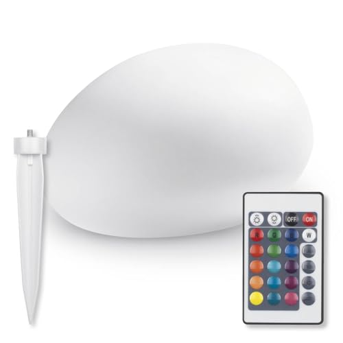 EASYmaxx Solar Deco Stone 40x30x16 cm IP67 | Luce da giardino con illuminazione a LED con cambio di colore | Lampada da giardino moderna per esterni, telecomando