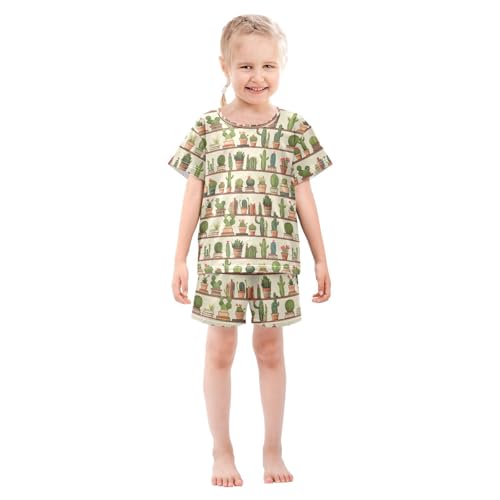 ALAZA Cactus on Bookshelf Pajama Set Short Sleeve Sleepwear Soft Lounge Nightwear3