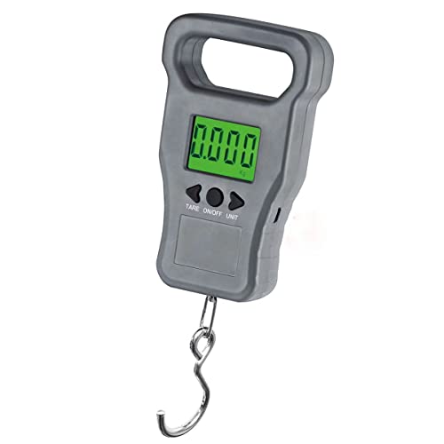 OUSIKA Bilancia da pesca digitale da 50 kg / 110 libbre con nastro di misurazione da 1 m Bilancia portatile for bagagli portatile Display a LED for bagagli, viaggi Bilancia