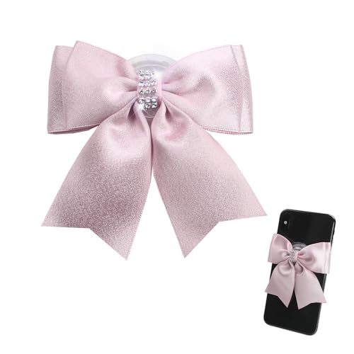 JOYFUNFABU Pink Bow Bling Sparkle Rhinestone Phone Grip Stand - 360 Rotatable Foldable Phone Holder Fashion Decor Accessory for Smartphones & Tablets