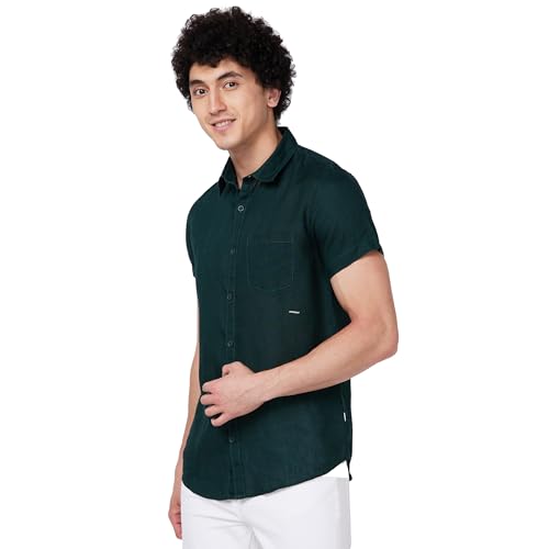 Image of Spykar Men's Regular Fit N /A Half Sleeve Solid Casual Shirts