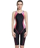 [LLWAAV] 競泳水着 レディース 競泳用水着 女性 体型カバー フィットネス水着 レディース スイムウェア 女性用（4-黑粉-2XL）
