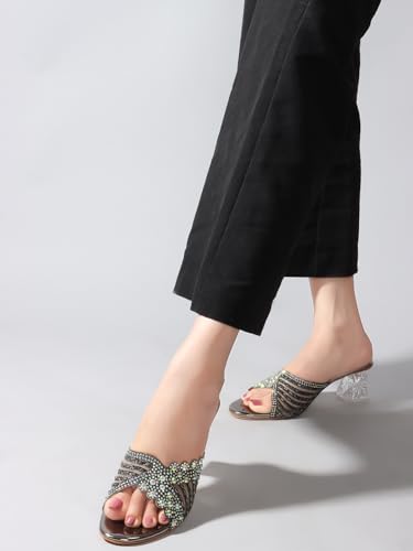 Image of Denill Women Wedding /Party Block Heel Slip-On Fashion Sandal for Women & Girls