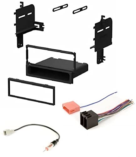 ASC Audio Single DIN Car Stereo Radio Install Dash Kit, Wire Harness, and Antenna Adapter for 2009-2011 Hyundai Accent, 2009-2011 Kia Rio/Rio 5 (1 Pack, Black, Compatible with Passenger Car)