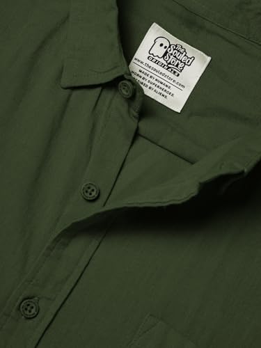 Image of The Souled Store Solid Linen: Beige Color Men and Boys Regular Outdoor Fit Full Sleeve Collared Neck Spread Collar Casual Wear Stylish Comfortable Premium Elegant Cotton Shirts