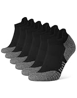CLOSEMATE Mens Ankle Athletic Running Socks Cushioned Durable Low Cut for Sports 6 Pairs(6 Black, Size L)