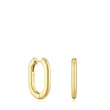 TOUS Pendientes Aro Largos para Mujer con Baño de Oro 18 Kt sobre Plata de Primera Ley, 22 mm, Colección Basics