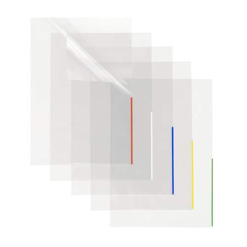 Sichthülle oben + halbseitig rechts offen A4 Überbreite 315x225mm Farbkante transparent/weiß PP Folder Sys 46 279 (PACK=100 STÜCK) transparent/blau
