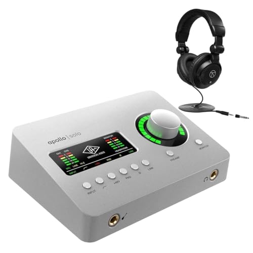 Universal Audio Apollo Solo Heritage Edition Desktop 2x4 Thunderbolt 3 Audio Interface with Realtime UAD Processing for Mac and Windows Bundles With Closed-Back Studio Monitor Headphones