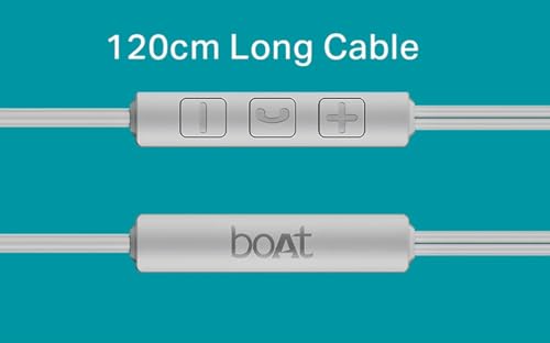 Image of boAt Bassheads 55 Wired Earphones with 10mm Drivers, Metallic Buds, in-Line Mic & Lightweight Design (White)