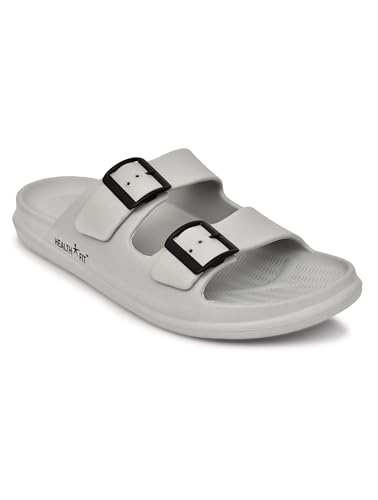 Image of HEALTH FIT Extra Soft Premium Classic Cushion Sliders /Slippers with Adjustable Buckle Strap & Light Weight Anti-SkidWaterproof Flip Flops for Men's HF150