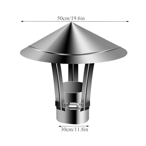Tapa de Chimenea Universal de Acero Inoxidable 304, Abrazaderas Ajustables, Cubierta de Chimenea cónica SD para Todo Tipo de Clima, Robusta y Duradera, Que logra una ventilación óptima.