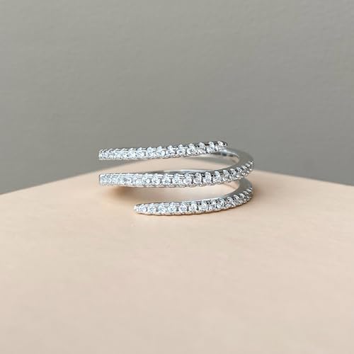 1pc Elegant Fashionable White Gold Three-ring Zircon Rings For Women Dating Party Daily Wear Sterling Silver Ring for Women Birthday Fine Jewelry