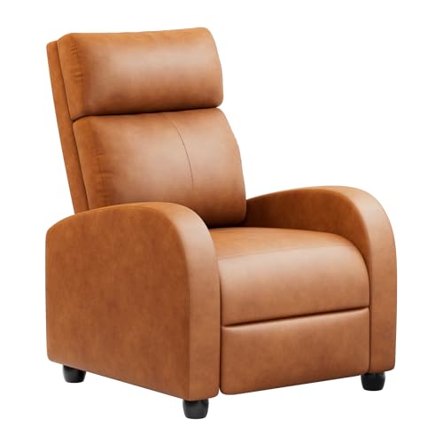 JUMMICO Leather Recliner Chair with Thick Cushion, Brown