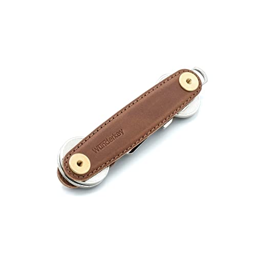 Wunderkey W-WK-LHG2-8 Havanna Leather Key Tidy with Gold Coloured Hardware, Brown - Image 3