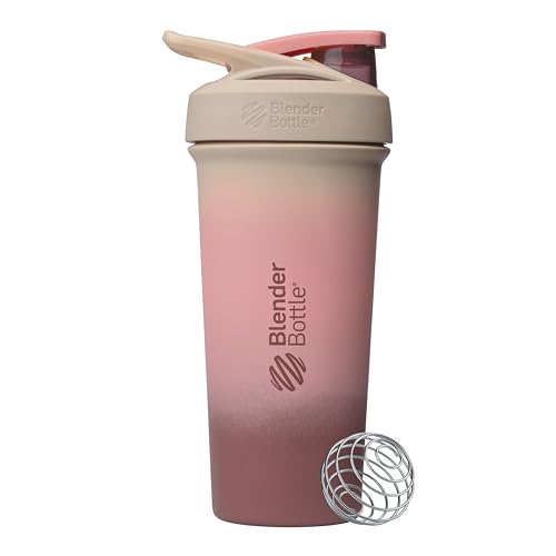 Image of BlenderBottle Sport Sleek Shaker Cup Insulated Stainless Steel Water Bottle with Wire Whisk, 25-Ounce, Berry Fade (Pink)