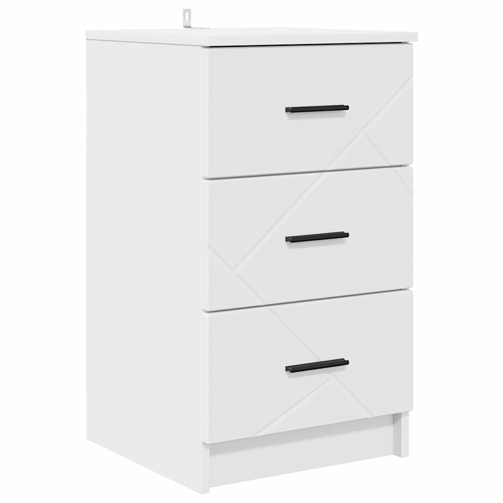 Table de chevet blanche design moderne en bois d'ingénierie avec métal