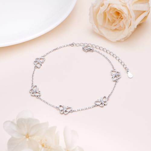 Image of Ladytree Bracelet for Women 925 Sterling Silver Cute Flying Bat /Blue Jay /Turtle /Bunny /Stingary /Octopus Charm Adjustable Bracelet Ocean Jewelry Gifts for Teen Girls Mother Wife Daughter Family