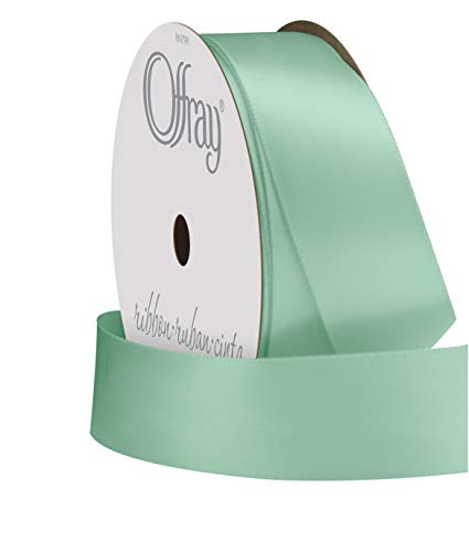 Image of Berwick Offray 068472 7 /8 inch Wide Single Face Satin Ribbon, Aqua Blue, 6 Yds