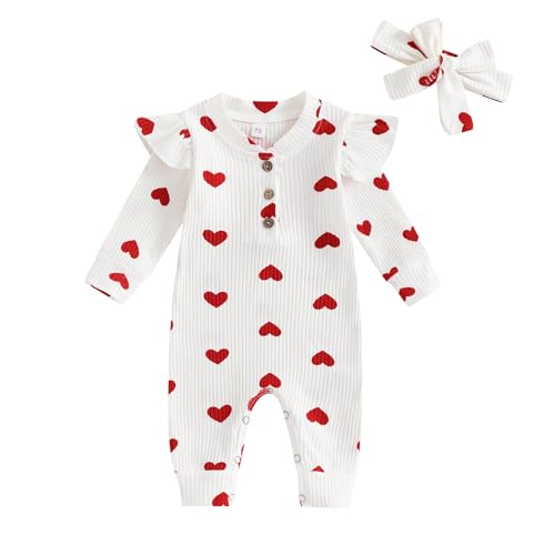 Geagodelia Baby Mädchen Strampler Overall Herz Bogen Outfit Kleidung...