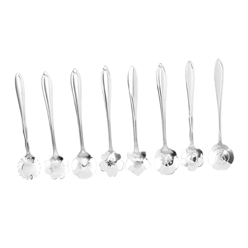 OFFSCH Flower Spoons 8 Piece Stainless Steel Tea Spoon Set Unique Flower Design for Iced Tea Coffee