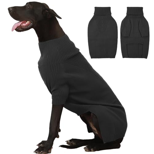 Image of IECOii Great Dane Sweater,Extra Large Dog Sweaters for Giant Breed Dogs 4XL | Turtleneck Stretchy Pullover, Thermal Knitted Clothes for Great Dane, Doberman, Mastiff, Easy On Cold Weather Wear, XXXXL