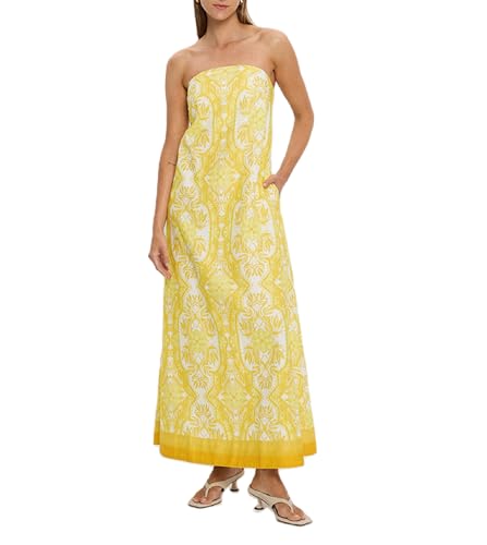 Image of Women Floral Print Maxi Tube Dress Strapless Flowy Long Bandeau Dress Y2K Open Back Sundress Summer Beachwear
