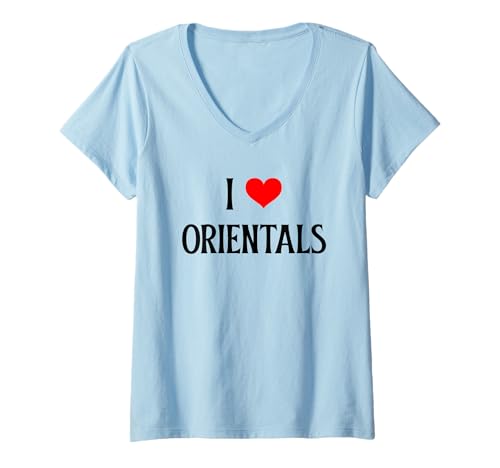 Photo de Femme I Love Orientals I Heart Orientals Chat amoureux des chats T-Shirt avec Col en V