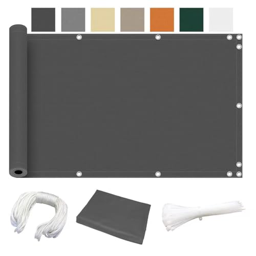 Ziligengsheng Balkon sichtschutz anthrazit ohne Bohren Stoff Kunststoff Windschutz hell wetterfest Blickdicht meterware balkonabdeckung sichtschutz balkonverkleidung für den Balkon