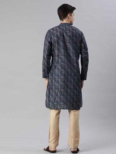 Image of Majestic Man Men's Cotton Blend Regular Fit Casual Ethnic Motifs Abstract Printed Kurta