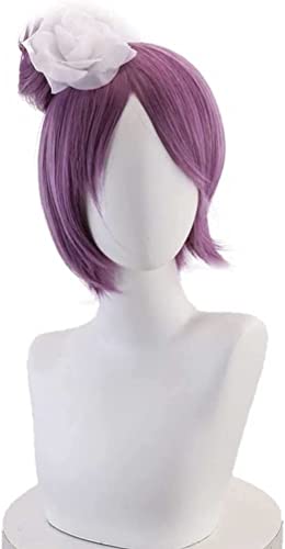 Perruque de cosplay Konan avec coupe courte droite et couleur violet foncé