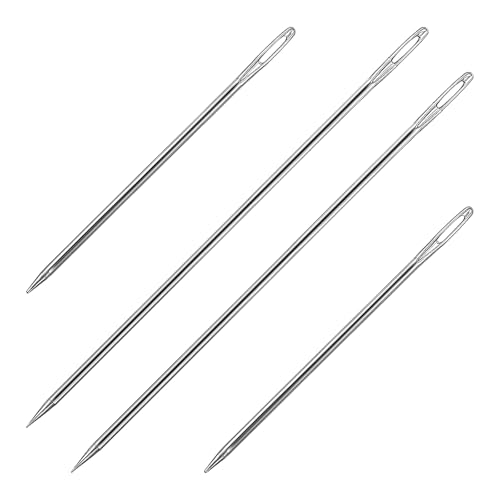 Image of 4 Pcs Professional Upholstery Needle 4 inch 6 inch Sewing Needles Large Eye Hand Sewing Needles Stainless Steel Yarn Needle Embroidery Needles for Hand Sewing Stitching and Crafting Projects