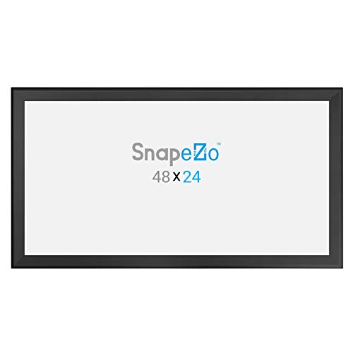 Snapezo Poster Frame 24X48 Inches, Black 1.7 Inch Aluminum Profile, Front-Loading Snap Frame, Wall Mounting, Premium Series #TOP5