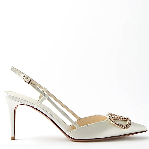 Image of BlingQueen Women Heeled Slingback Sandals Closed Pointed Toe Stiletto High Heels Patent Leather Pumps Slip-On Backless Evening Prom Party Dress Shoes