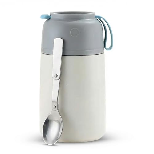 kasaj Insulated Food Jar Leak-Proof Vacuum Stainless Steel Lunch Container with Air Pressure Release Keeps Food Hot 4H or Cold 12H Portable & Easy to Clean for Healthy Meals (White)