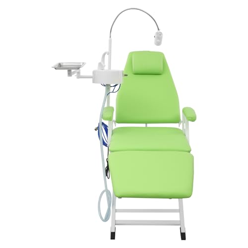 KUMOYOU Portable Foldable Mobile Den tal Patient Chair, Folding Freestanding Patient Chairs with LED Lamp & Tray & 360° Rotating Spittoon, Den tal Bed for Clinics Hospitals