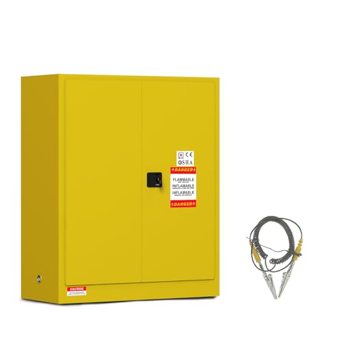 KAER Flammable Cabinet 43.1x18.1x50.1 Inch 30 Gal, Adjustable Shelf Flammable Storage Cabinet, for Commercial, Industrial, and Home Use (50.12